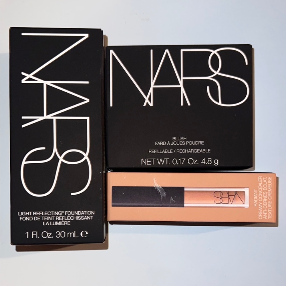 NARS foundation, blush and concealer, full size